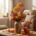 Deco gren kunstig gren høstdekor 2 blomsterstander oransje 82cm | Floristik24.no