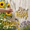 Dekorativt skilt bie “Bee Happy” sommerdekorasjon tre 31×18cm 2stk | Floristik24.no