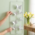 Butterfly Hanging Art Spring Metall Vegg Art Shabby Chic Hvit Sølv H47.5cm | Floristik24.no