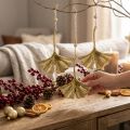 Ginkgo blad anheng, advent dekorasjon, metall dekorasjon til høsten Golden L12cm 12 stk. | Floristik24.no