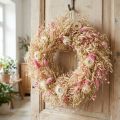Dekorativ krans, havrekrans, naturlig krans, stråblomster, rosa, Ø29 cm | Floristik24.no