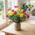 Mini sommerfugl på tråd rød, grønn 6,5cm 12 stk | Floristik24.no