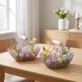 Trådkurv med trehåndtak, ideell for moderne livsstil og stilig dekorasjon, 17 cm, 6 deler | Floristik24.no