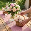 Bordløper jute jutebånd bordbånd rosa B15cm L10m | Floristik24.no