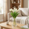 Kunstige Tulipaner Hvit Krem Real Touch 38cm 7 stk | Floristik24.no