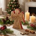 Engel dekorasjon figur tre rød, natur 15cm | Floristik24.no