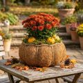 Plantekurv gresskar høstdekorasjon oransje Ø22cm H17cm | Floristik24.no
