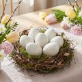 Påskeegg Keramisk Dekoregg med Riller Hvit Grå 5×6cm 6stk | Floristik24.no