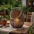 Dekorativ lanterne, lysdekorasjon med håndtak, lanterne i kurv Ø23cm H27cm | Floristik24.no