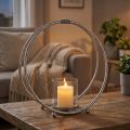 Lyslykt i metall sølv glass Ø33cm | Floristik24.no