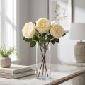 Kunstige roser som ekte krem kunstige blomster 48cm 3stk | Floristik24.no