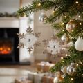 Juletrepynt snøfnuggglitterperle 2stk | Floristik24.no