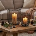 Lysestake svart metalltrådkurv Ø23cm/16cm sett med 2 stk | Floristik24.no