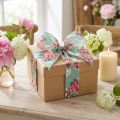Gavebånd blomster stoffbånd turkis rød 40mm 15m | Floristik24.no