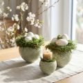 Keramikkskåler i grønn spiraldesign Ø9cm H7cm 4stk | Floristik24.no