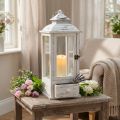 Dekorativ lanterne vintage med skuff hvit 20×20cm H51cm | Floristik24.no