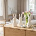 Dekorativ kaninfigur med brettet utseende for moderne interiørdesign, stue eller kontor, 13 cm, 3 deler | Floristik24.no