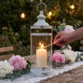 Deco Lantern Shabby Chic Lantern Hvit Metall Ø15cm H46cm | Floristik24.no