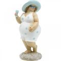 Floristik24 Dame med hatt, sjødekor, sommer, badefigur blå/hvit H27cm
