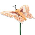 Floristik24 Blomsterplugg tre dekorative sommerfugler på pinne 23cm 16stk