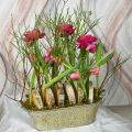 Floristik24 Vårdekorasjon blomsterpotte oval metall planteskål med håndtak vintage 28×15cm
