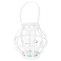 Floristik24 Hagelykt, metall og glass, hengende lysestake, hvit, Ø18,5 cm