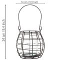 Hagelykt, svart metall med vindlys, Ø14 cm H12,5 cm | Floristik24.no