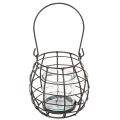 Hagelykt, svart metall med vindlys, Ø14 cm H12,5 cm | Floristik24.no