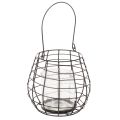 Floristik24 Hagelykt med glasslysestake, svart, Ø20 cm, H18,5 cm