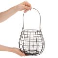 Hagelykt med glasslysestake, svart, Ø20 cm, H18,5 cm | Floristik24.no