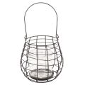 Hagelykt med glasslysestake, svart, Ø20 cm, H18,5 cm | Floristik24.no
