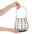 Hagelykt med håndtak, svart, glasslysestake, Ø17 cm, H15 cm | Floristik24.no