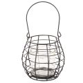 Hagelykt med håndtak, svart, glasslysestake, Ø17 cm, H15 cm | Floristik24.no