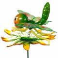 Floristik24 Dekorativ plugg sommerfugl og blomst med metallfjærer grønt, oransje H70cm