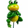 Floristik24 Dekorativ plugg hoppende frosk med metallfjærer grønn, gul H65,5cm