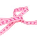 Floristik24 Gavebånd rosa med mønster 10mm 20m