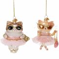 Floristik24 Katteglasspynt med tutu som juletrepynt 11 cm 2 stk