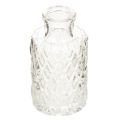 Floristik24 Mini glassvase med diamantmønster, liten bordvase, flaske, gjennomsiktig, 9 cm, 6 stk.