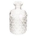 Floristik24 Glassflaske med diamantmønster, dekorativ flaske, vase, liten, 13 cm, 6 stk.