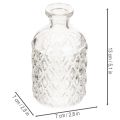 Glassflaske med diamantmønster, dekorativ flaske, vase, liten, 13 cm, 6 stk. | Floristik24.no