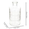 Glassflaske med mønster, sylindrisk, klar, dekorativ vase, 15 cm, 6 stk. | Floristik24.no