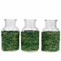Floristik24 Glassflaske med raffiagrønn H12,5cm 3stk