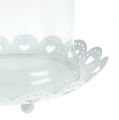 Floristik24 Glasshette med tallerken Ø15,5cm H17cm hvit