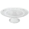 Floristik24 Glassplate på fot Flat glassbolle med klart mønster Ø25cm
