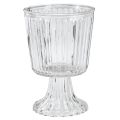 Floristik24 Glassvase med fot dekorativ riflet glasskopp Ø13cm H19cm
