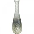Floristik24 Blomstervase av glass, bordvase tofarget ekte glass klar, sølv H30cm