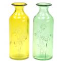 Floristik24 Vase glassflaske gul, grønn H19cm 2stk