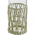 Floristik24 Glassvase sylinder flettet gress dekorativ vase Ø8cm H21,5cm