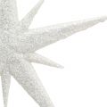 Floristik24 Glitterstjerne til å henge hvit 13cm 12stk