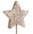 Floristik24 Glitterstjerne på wire 4cm L23cm lys gull